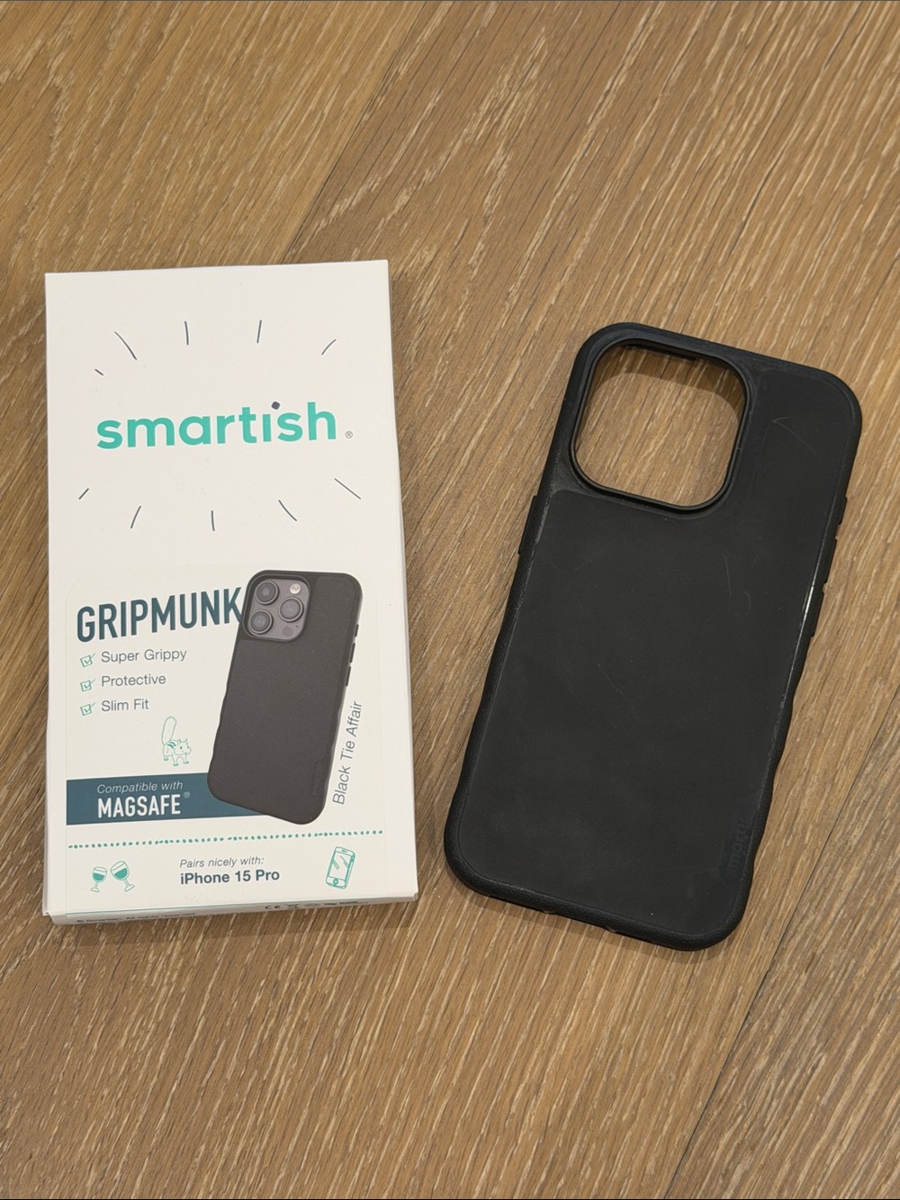 Smartish Gripmunk Black MagSafe-Compatible iPhone 15 Pro Case